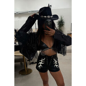 12th Tribe Star Crossed Black Sequin Jacket Size S/M